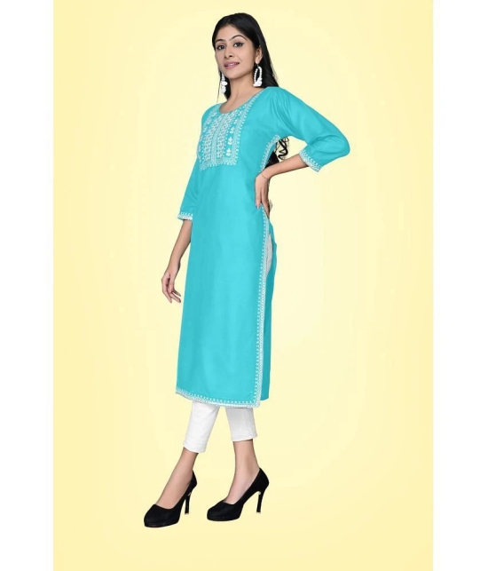 Kapadia - Light Blue Rayon Womens Straight Kurti ( Pack of 1 ) - None