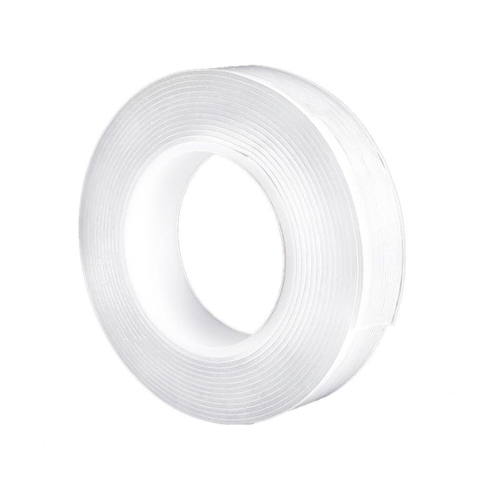 Double Sided Tape, Multipurpose Super Sticky Gel Grip Mounting Tape, 2mm Thick, 1.2 Inch Wide, Transparent (5 mtrs)