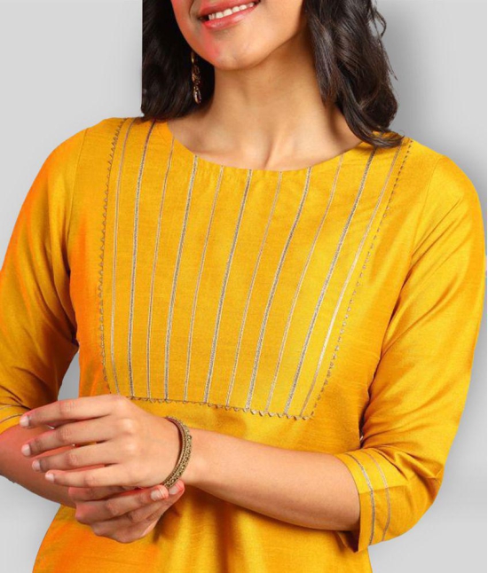 Janasya - Mustard Straight Silk Womens Stitched Salwar Suit ( Pack of 1 ) - XXL