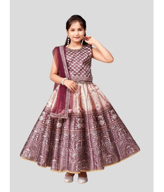 Aarika Brown Silk Girls Lehenga Choli Set ( Pack of 1 ) - None