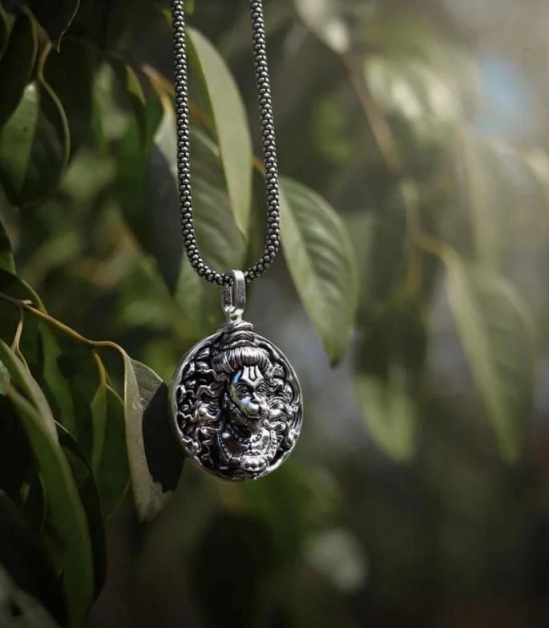 Hanuman Ji Pendant Oxodaised Silver Chain