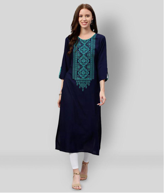 KIPEK - Blue Rayon Womens Straight Kurti - XXL