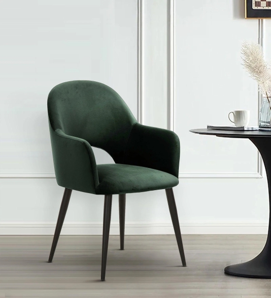 RAMS DINING AND ARM CHAIR DARK GREEN  WITH BLACK-Dark Green