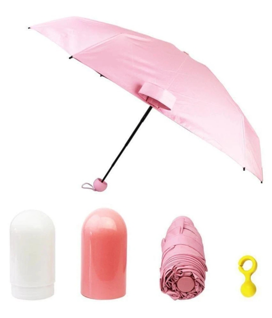 Capsule Umbrella Lightweight Weatherproof UV Protection Mini Compact Foldable Design Travel/Folding/Portable Umbrella with Waterproof and Compact Bottle - Pink