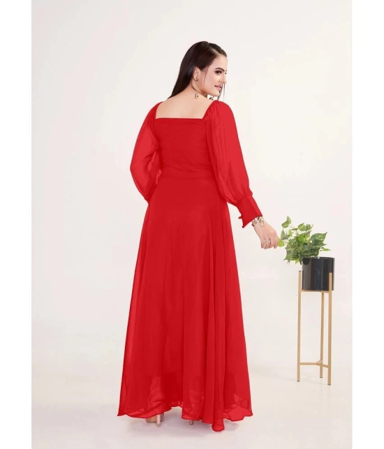 JASH CREATION - Red Georgette Womens Gown ( Pack of 1 ) - None