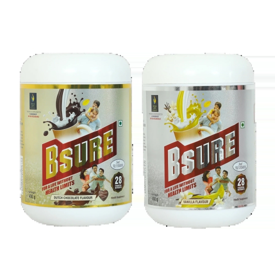 Bsure Sugar Chocolate and Bsure Sugar Vanilla Combo | For a Life Without Health Limits | Complete Balanced Nutritional Supplement | Immunity Booster|with 3 Vital Oxidants|Health Supplemment with