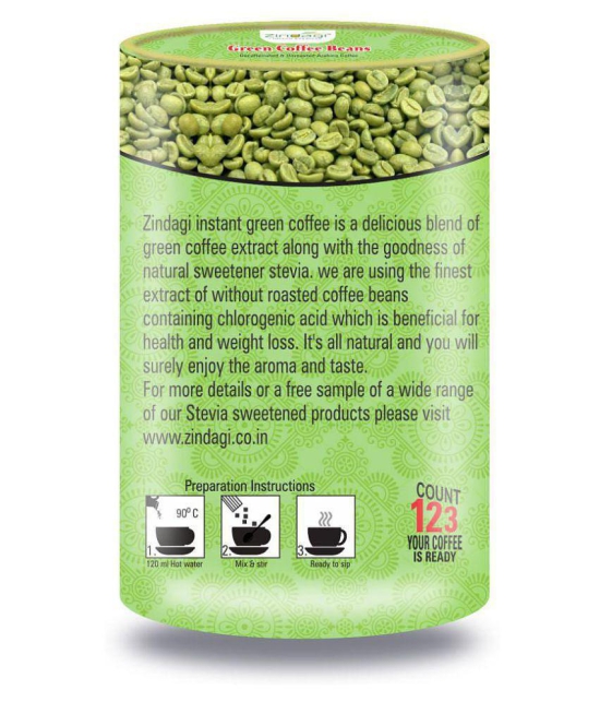 Zindagi Instant Green Coffee Powder - Green Coffee Beans Powder - Weight Loss 20 gm Pack of 2