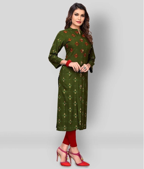 Vbuyz - Green Rayon Womens Front Slit Kurti ( Pack of 1 ) - XL