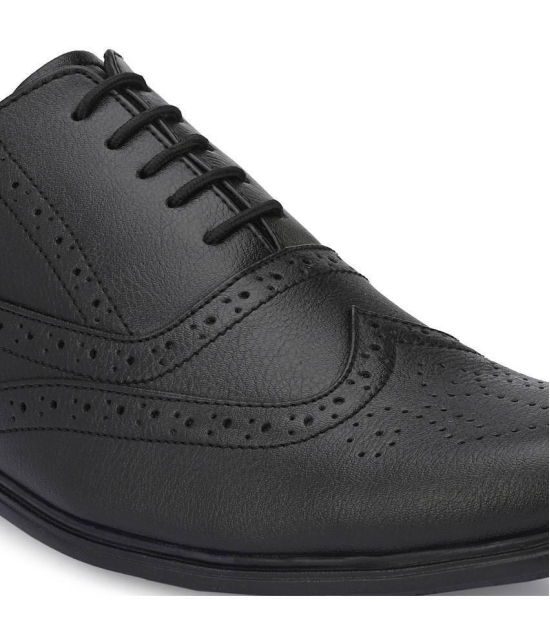 Leeport - Black Mens Brogue Formal Shoes - None