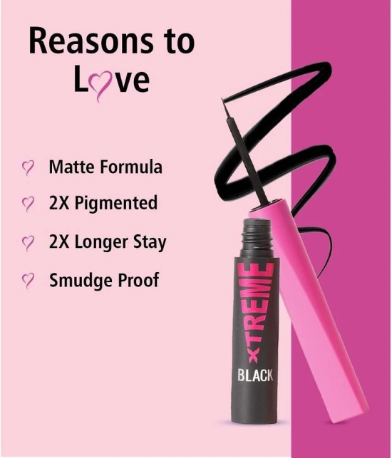 Glam21 Xtreme Black Eyeliner Smudge-Proof & Water-Resistant 12Hrs Stay Matte Finish Quick Drying 4ml