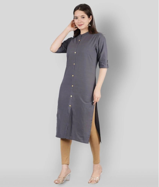 KIPEK - Grey Cotton Womens Front Slit Kurti ( Pack of 1 ) - XXL