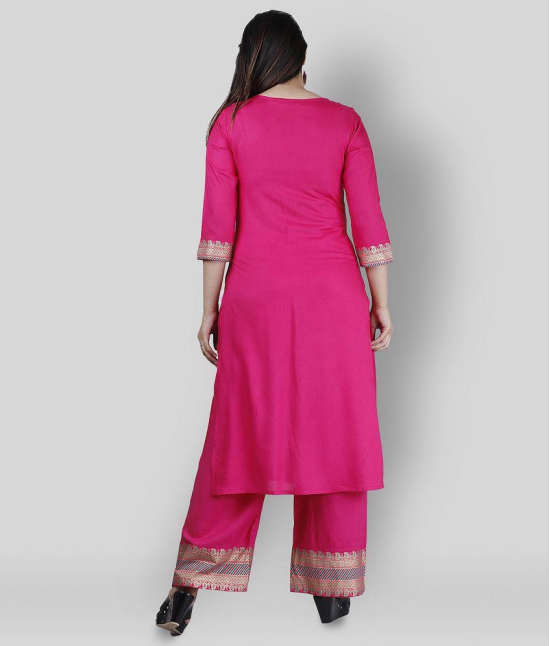 MAUKA - Pink Straight Rayon Womens Stitched Salwar Suit ( Pack of 1 ) - XS