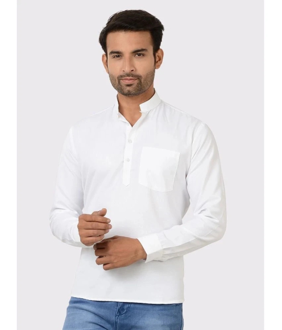 Maharaja - White Cotton Blend Mens Regular Kurta ( Pack of 1 ) - None