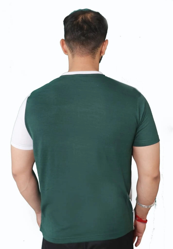 NVA Quality Solid Men's Round Neck Cotton Blend Half Sleeve Green White T-Shirt