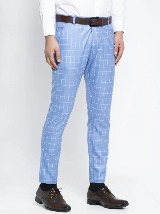 Indian Needle Men's Blue Formal Trousers-34 / Blue