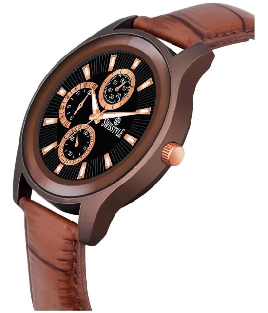 Swisstyle Brown Leather Analog Mens Watch