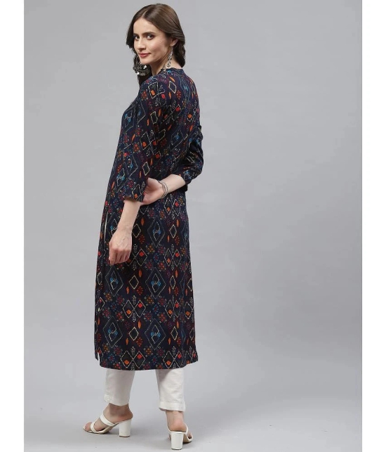 KIPEK - Navy Blue Viscose Womens Front Slit Kurti ( Pack of 1 ) - None