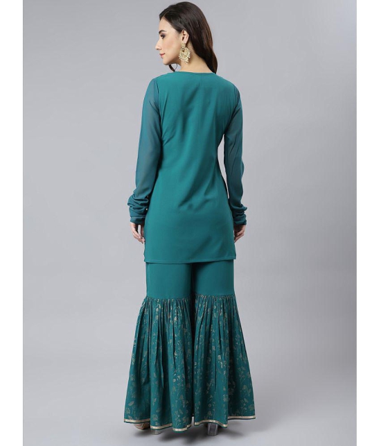 Janasya - Teal Straight Crepe Womens Stitched Salwar Suit ( Pack of 1 ) - None