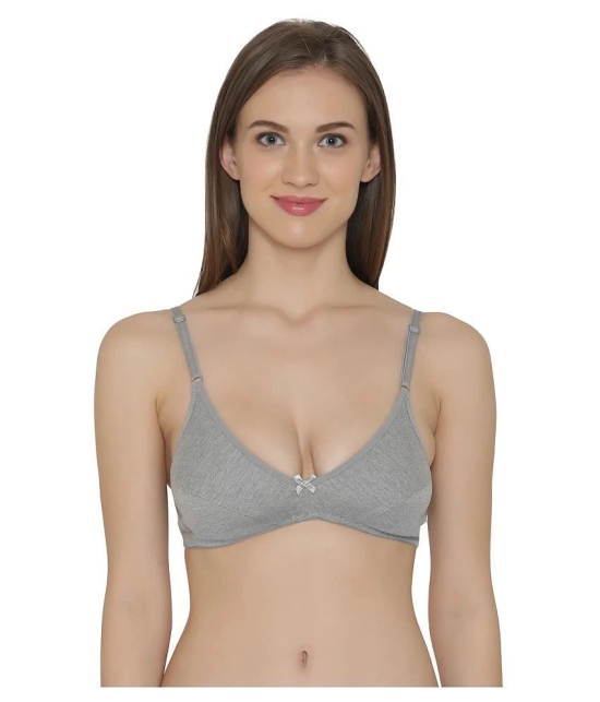 Clovia Poly Cotton Plunge Bra - Grey - None