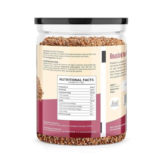 Zucchero Roasted Flaxseed, Unsalted, 400G - Omega-3 | Super Food | Nutty Flavour _ Dry Roasting | Oil-Free| Slow baked Seeds