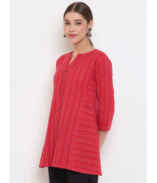 Janasya - Red Cotton Women's Tunic ( Pack of 1 ) - L