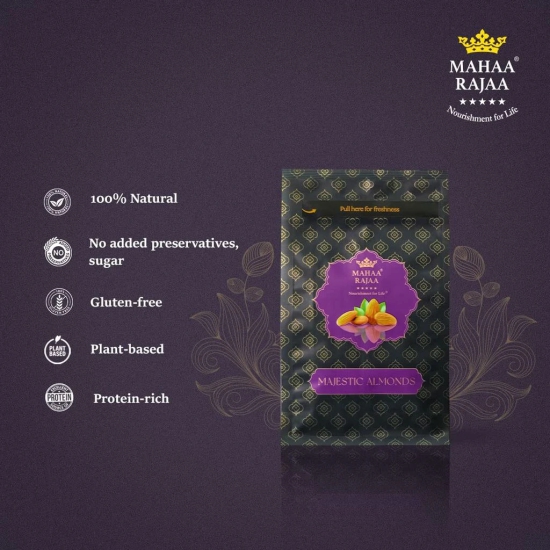 Mahaa Rajaa Natural Whole Majestic Almonds| Premium Badam, 454g| Healthiest Crunchy Snack| Protein Rich| Fresh from Farm