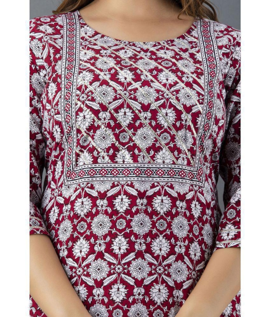 Lee Moda - Maroon Cotton Women's Straight Kurti ( Pack of 1 ) - None