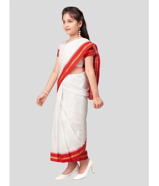 Aarika - White Silk Girls Saree ( Pack of 1 ) - None