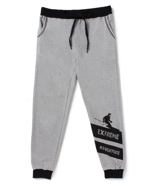 Cub McPaws Boys  Black - Grey Track Pant |Elasticated Waist|Contrast Bottom Cuff|Side Pockets|Cotton|4-12 Years - None