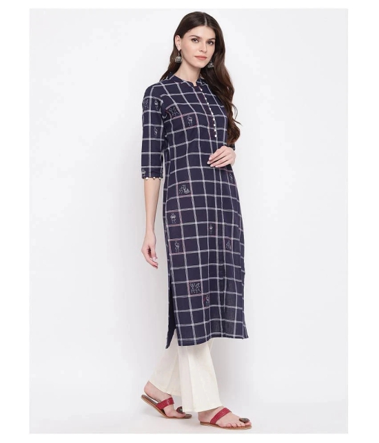 Vbuyz Navy Cotton Straight Kurti - 3XL