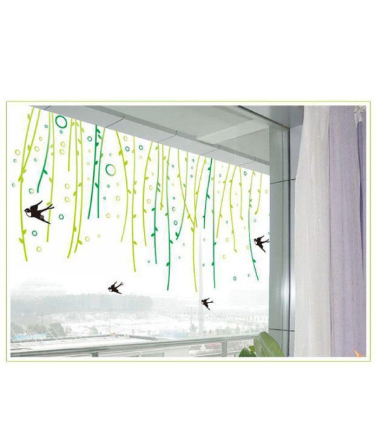 Asmi Collection Beautiful creepers and Birds Nature Sticker ( 140 x 150 cms )