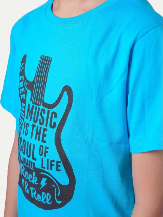 Boys Aqua Printed Guitar Tshirt