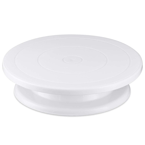 GOGA FASHION 11 Inch Rotating Cake Turntable with 12 Angled Icing Spatula, Revolving Cake Stand White Cake Decorating Supplies and 4 Icing Scraper- Multicolor
