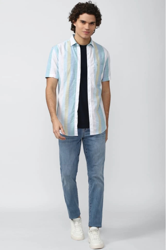 Men Multi Super Slim Fit Stripe Half Sleeves Casual Shirt