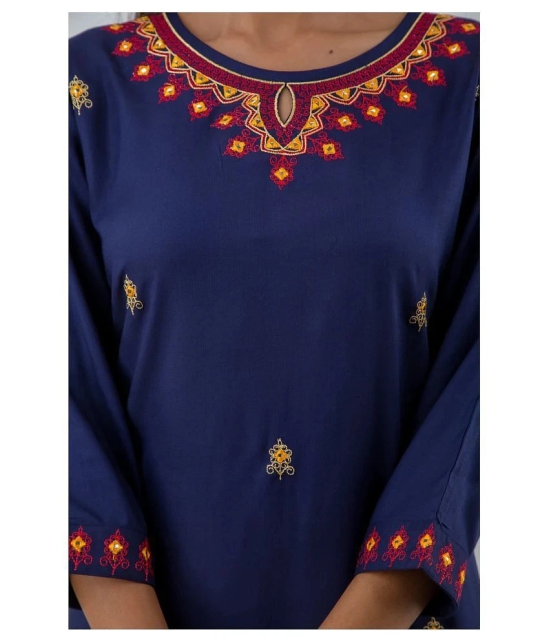 Lee Moda - Blue Rayon Womens Straight Kurti - XXL