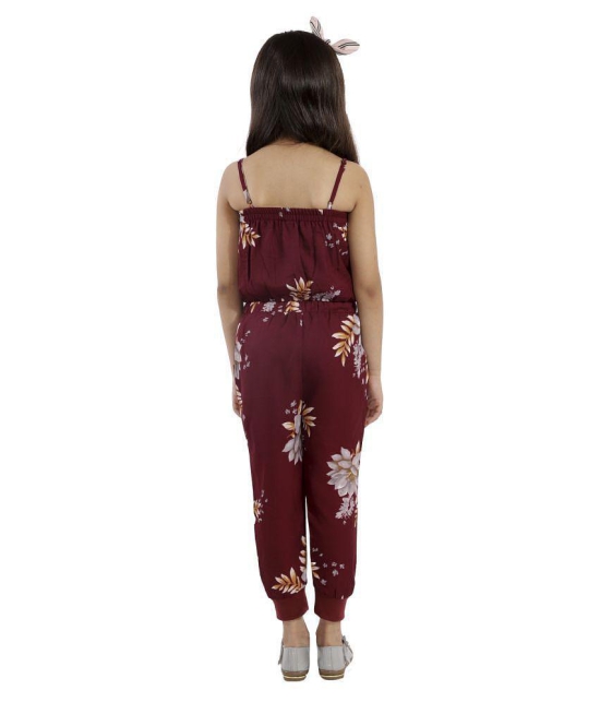 Kids Cave - Maroon Crepe Girls Jumpsuit ( Pack of 1 ) - None