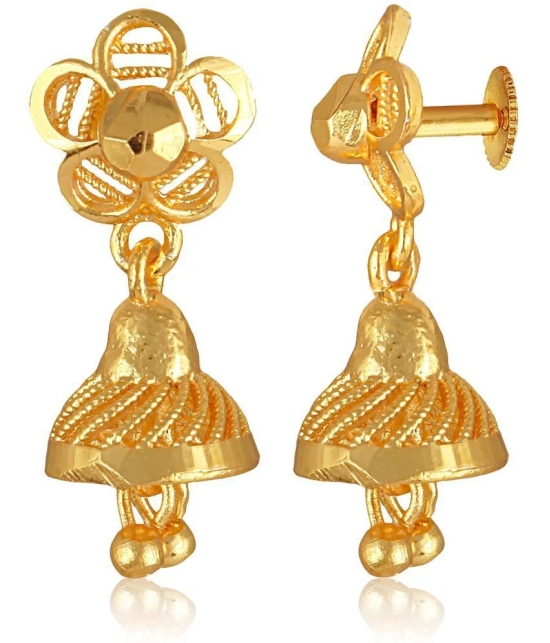 VIVASTRI Golden Jhumki Earrings ( Pack of 1 ) - Golden