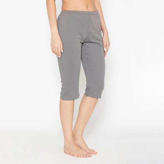 Women's Plain Knitted Capri - Charcoal Grey Charcoal Grey XL