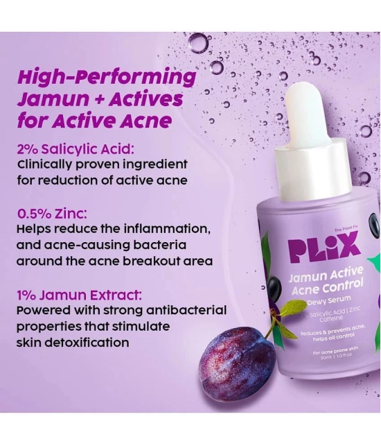 Plix 2% Salicylic Acid Jamun Active Acne Control Dewy Serum for Dark Spot Reduction(Pack of 2)