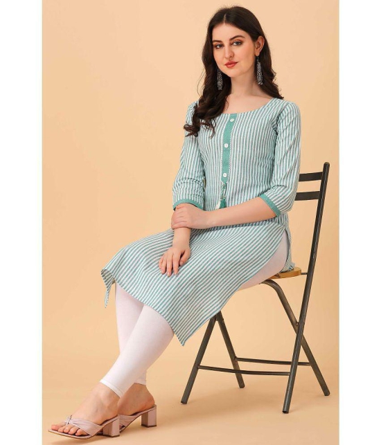 Glomee - Mint Green Cotton Women''s Straight Kurti ( Pack of 1 ) - None