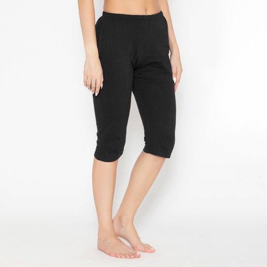 Women's Plain Knitted Capri - Black Black L