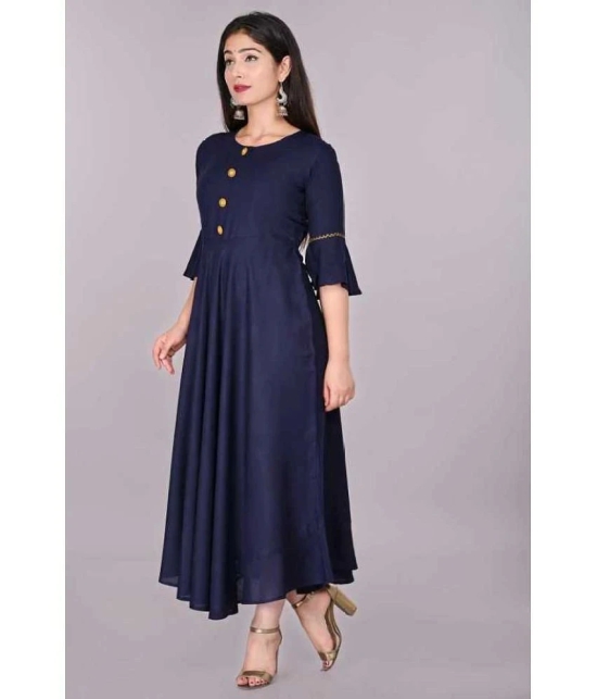 Smien - Navy Rayon Womens Anarkali Kurti ( Pack of 1 ) - None