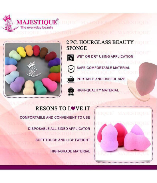 Majestique 2Pcs Foundation Beauty Blender Makeup Sponge, Hour Galls Shape (Multicolor)