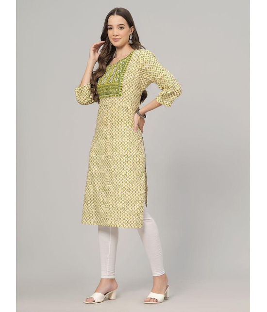 HIGHLIGHT FASHION EXPORT Cotton Printed Straight Womens Kurti - Yellow ( Pack of 1 ) - None