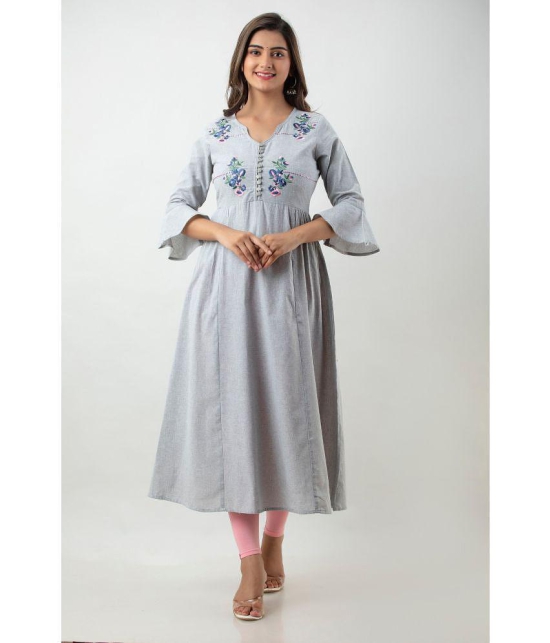 MAUKA - Light Grey Rayon Women's Flared Kurti ( Pack of 1 ) - None