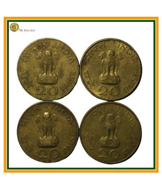 20  Paise  Mahatma  Gandhi  1869 - 1948  India  Pack  of  4  Extremely  Antique  ,  Old  and  Rare  Coin