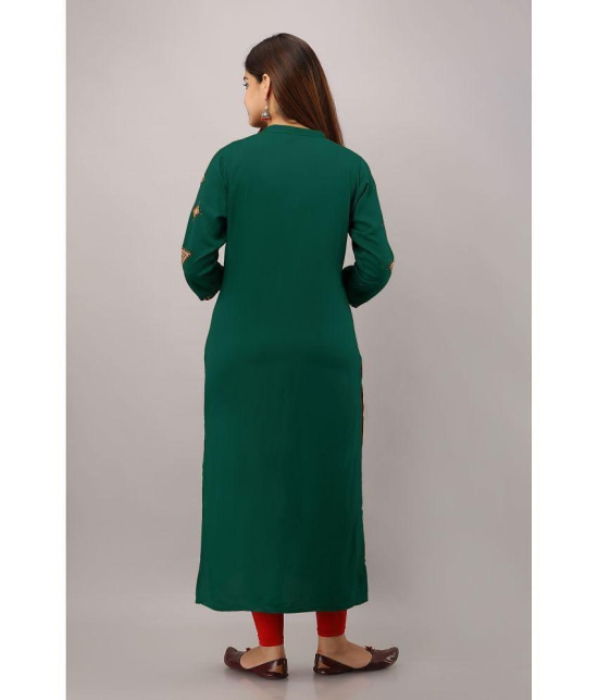 Preksha - Green Rayon Women''s Front Slit Kurti ( Pack of 1 ) - None