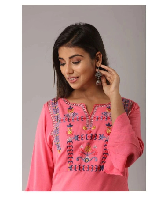 MAUKA - Pink Rayon Womens A-line Kurti - XXL