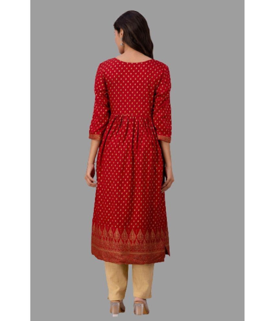 Lee Moda - Maroon Rayon Women''s Flared Kurti ( Pack of 1 ) - None