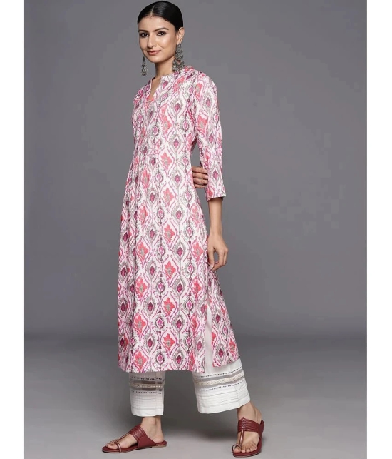 Varanga Viscose Printed A-Line Womens Kurti - Pink ( Pack of 1 ) - None